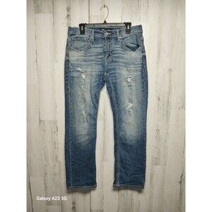 BKE Jeans Mens 31x30 Blue Derek Straight Distressed Stretch Denim